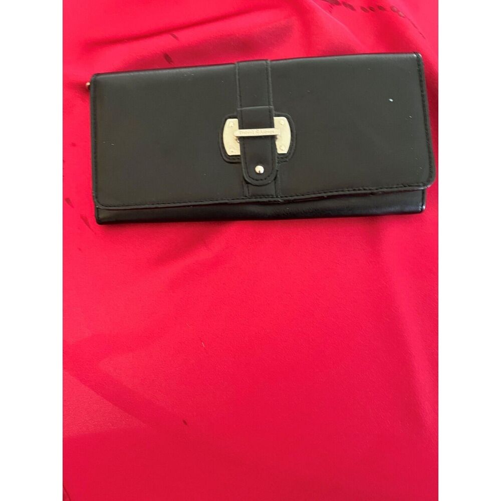 Etienne Aigner Wallet Clutch Wristlet  Black Leather Vintage Prreppy Minimalist